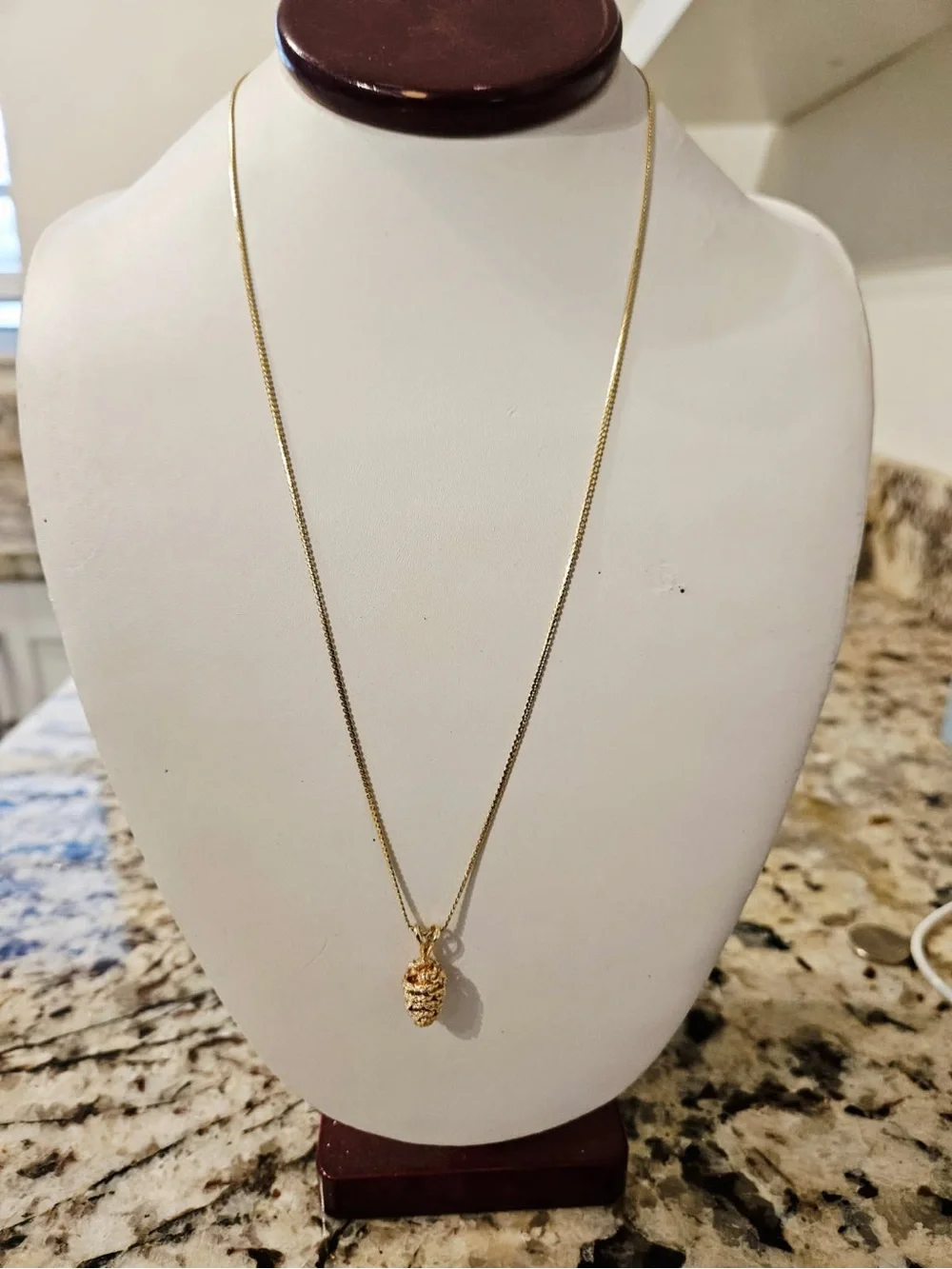 Gold Pinecone Pendant Necklace - 18kt